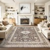 Faux Wool Boho Vintage Floral Printed Area Rug Machine Washable Foldable Ultra Thin Non Slip Stain Resistant Pet Friendly Carpet For Home Decor - 4 of 4
