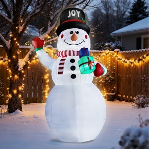 Angel Sar 12FT Giant Inflatable Snowman with Gift Boxes, LED Lighted Blow Up Yard Decoration, Extra-Tall Outdoor Indoor Holiday Display - 1 of 4