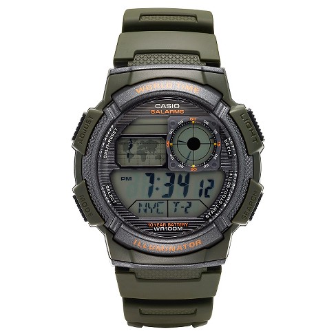 Huh leg uit gebruiker Casio Men's World Time Watch - Green (ae1000w-3avcf) : Target