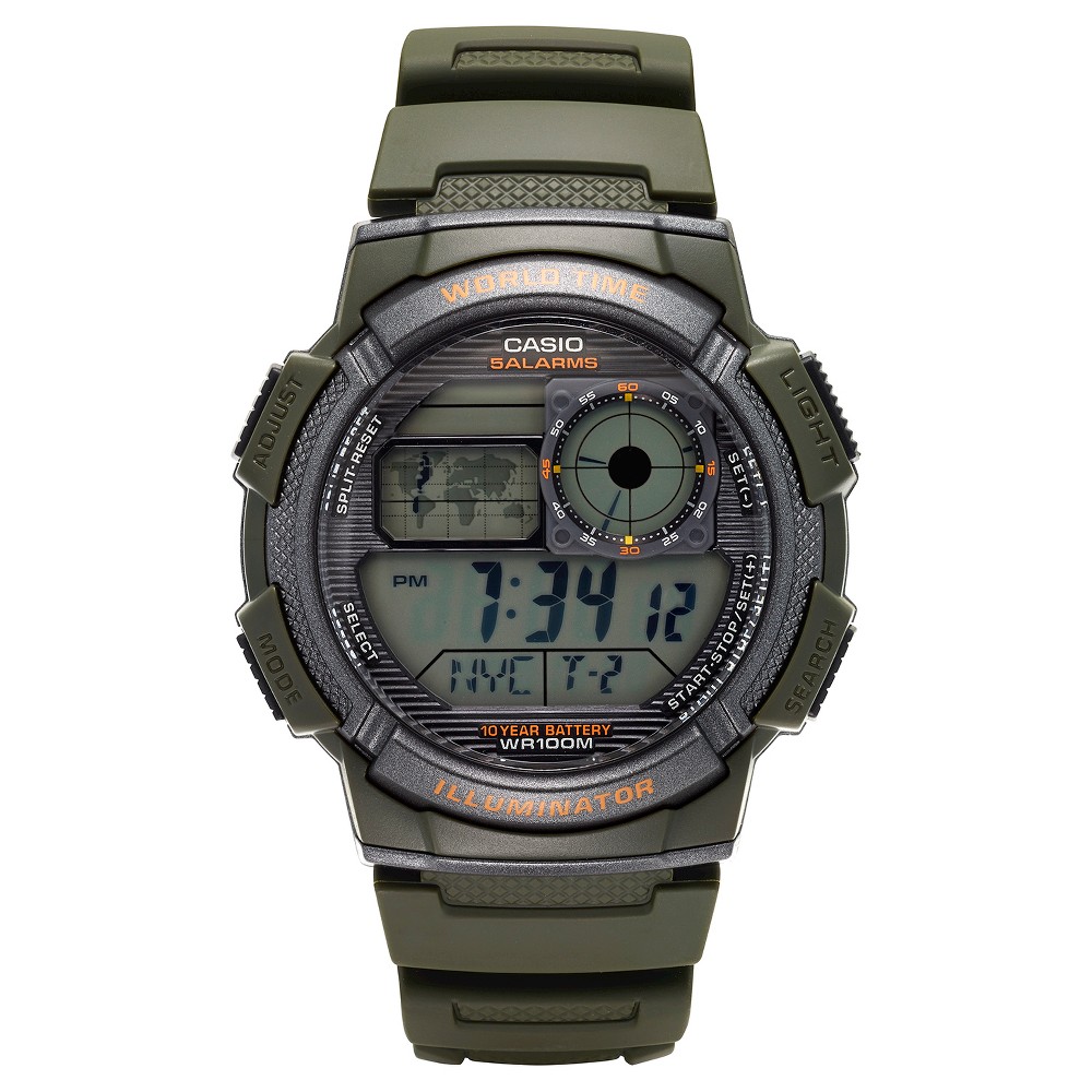 Photos - Wrist Watch Casio Men's World Time Watch - Green  (AE1000W-3AVCF)