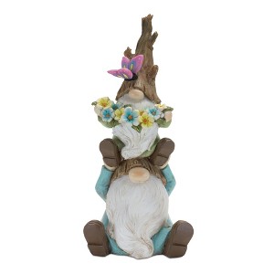 Tree Trunk Gnome Stack – Set of 2, 10"H Whimsical Resin Figurines by Melrose - 1 of 3