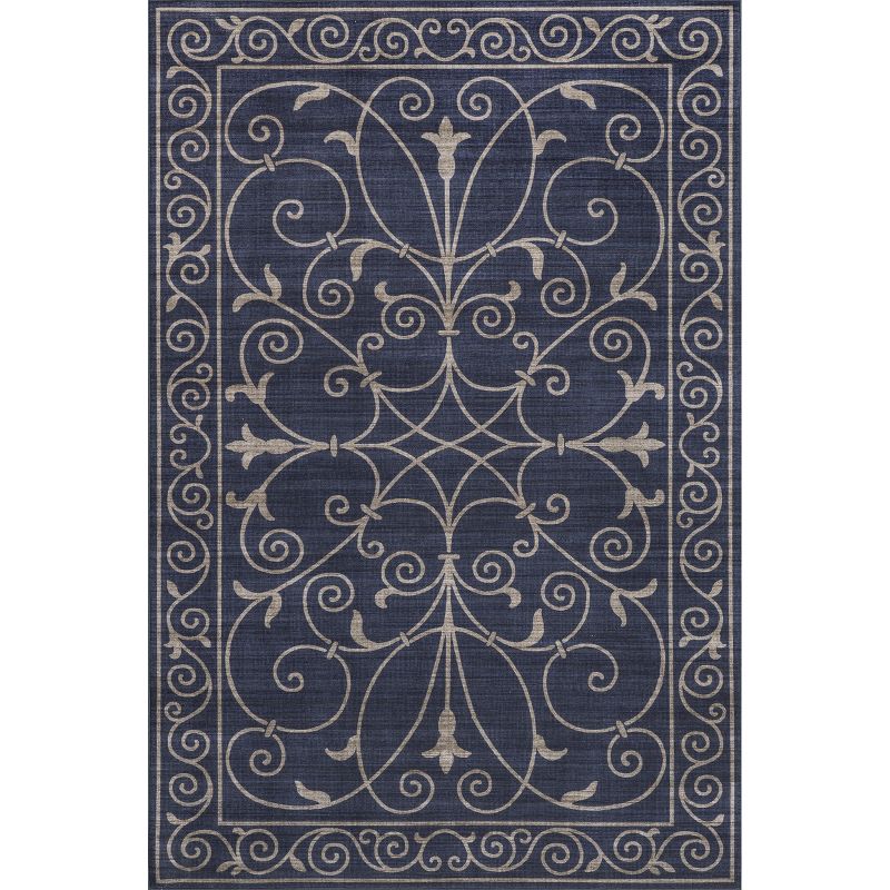 nuLOOM Chara Traditional Vines Machines Washable Indoor/Outdoor Patio Area Rug, 1 of 12