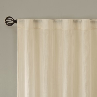 Cream Sheer Polyester Ground Length Window Drapes