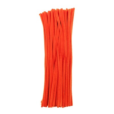 100pcs John Bead Pipe Cleaners 6mm Orange Fluffy Chenille Stems for Art School Craft Supplies Decorations