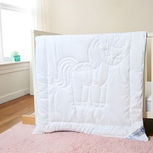 Continental Bedding Unicorn Toddler Duvet Insert Down Alternative Fill– 33x42 Inch Quilted Blanket for Toddler Bed – Soft & Cozy – White - 1 of 4
