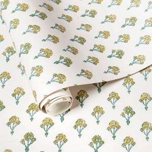 Block Print Floral Wallpaper Marigold - Threshold™: Removable, Renter Friendly, Self-Adhesive, Botanical Design - 1 of 3