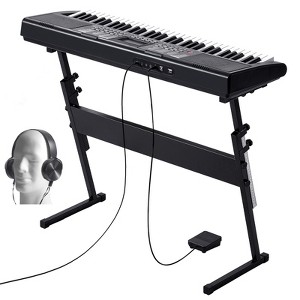 VEVOR 61 Key Digital Keyboard Piano, Lighted Keys, Electric Portable Piano with Adjustable Stand 600 Tones 500 Rhythms,Black - 1 of 4