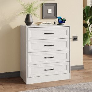 Dresser for Bedroom, 4 Drawer Small Dresser with Charging Station for Living Room, Chest of Drawers - 1 of 4