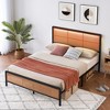 Full Size Rattan Bed Frame with Led Light Headboard, Bohemian Style Cane Boho Bed Frames - 4 of 4