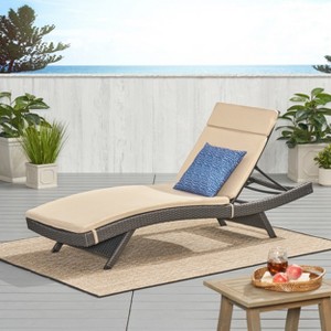 Christopher Knight Home Salem Outdoor Wicker Armless Adjustable Chaise Lounge with Cushion - 1 of 4