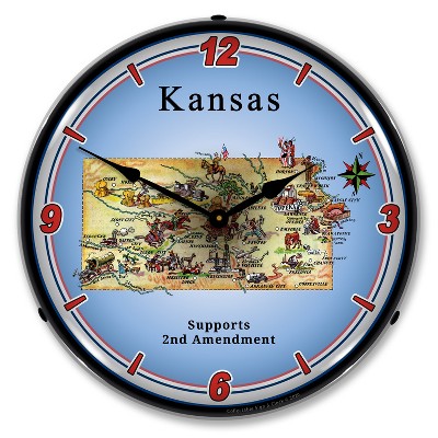 Collectable Sign & Clock | Kansas Supports the 2nd Amendment LED Wall Clock Retro/Vintage, Lighted