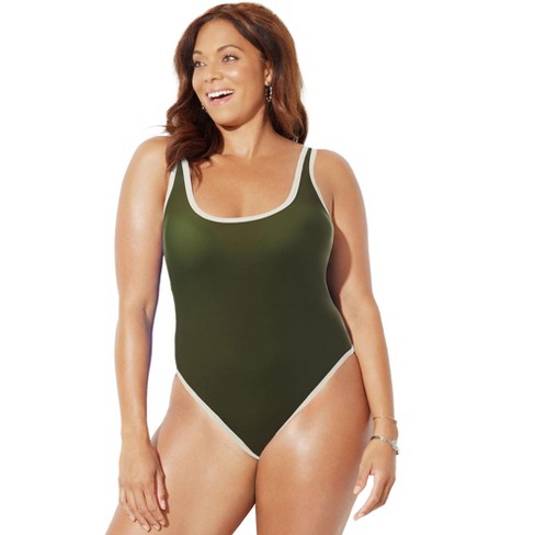 Swimsuits For All Women's Plus Size Chlorine Resistant Strappy Crossback  One Piece Swimsuit