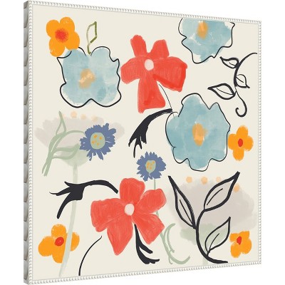 Robin Maria Abstract Floral Canvas Wall Art with White Frame