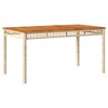 vidaXL Patio Table Beige 55.1 In.x31.5 In.x29.5 In. Poly Rattan Acacia Wood - 2 of 4