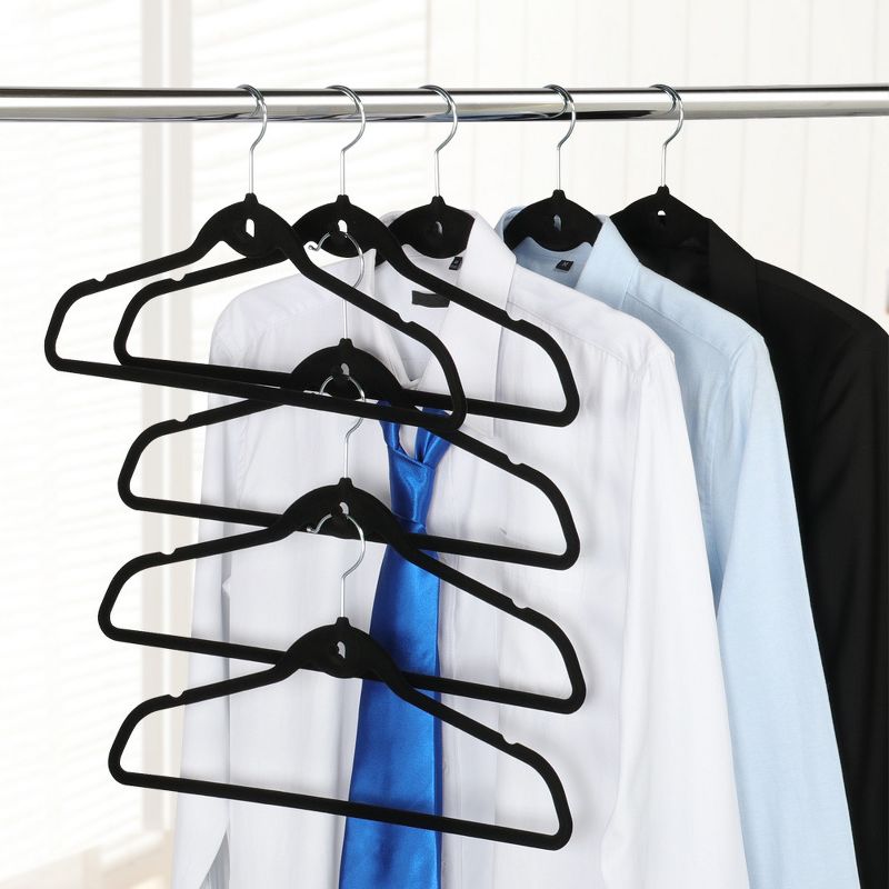 Yaheetech Non Slip Velvet Clothing Hangers, 100 Pack, Black, 2 of 10