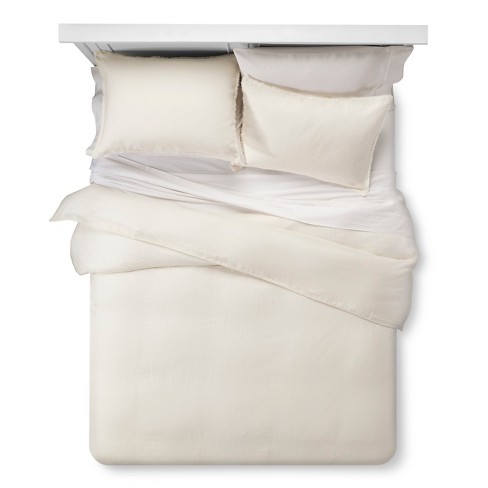 Off White Mini Fray Linen Duvet Set King 3 Pc Target