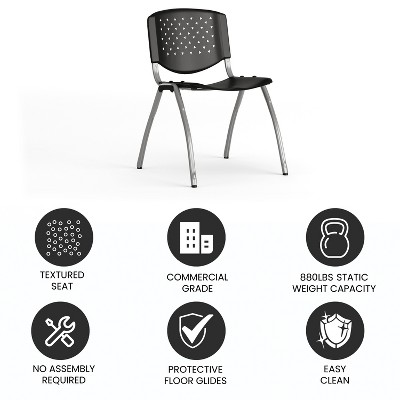 Steel Tube Ergonomic Stacking Chair in Black and Gray