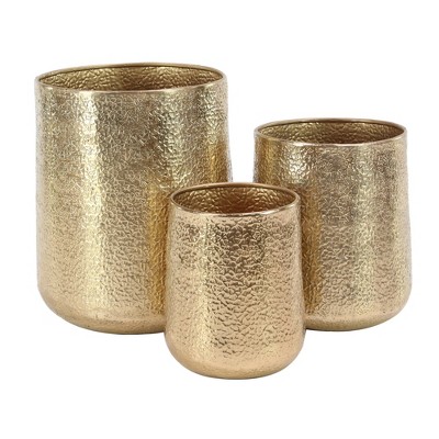 Set of 3 Modern Aluminum Planters Gold - Olivia & May