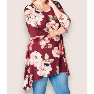 Women's Floral Swing Top - Plus - Oddi - 1 of 2