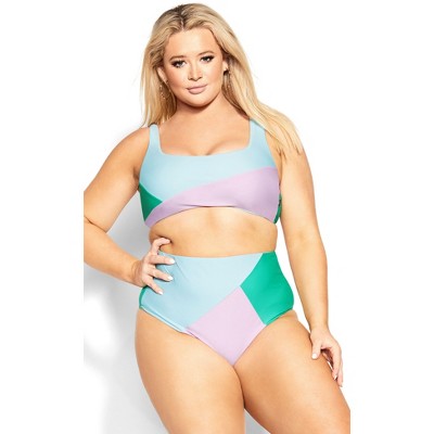 CCX | Women's Plus Size Lulu Underwire Splice Bikini Top - aqua - 12 Plus