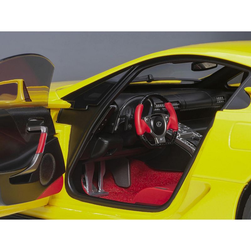 Lexus LFA Pearl Yellow with Red and Black Interior 1/18 Model Car by Autoart, 4 of 7