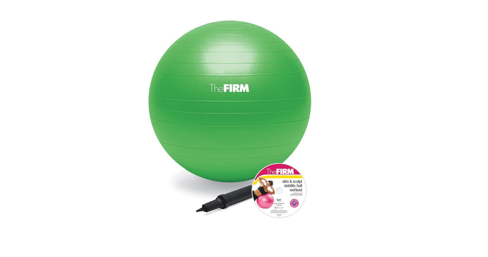 The FIRM Slim and Sculpt Core 65mm Green Stability Ball with DVD