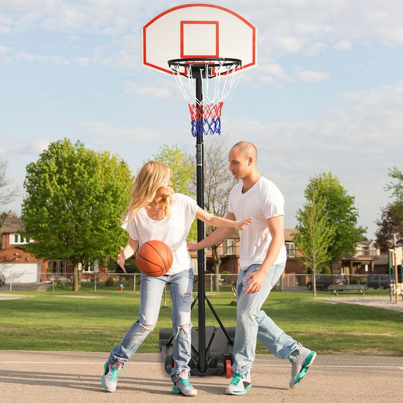 Costway Adjustable Basketball Hoop System Stand Kid Indoor Outdoor Net Goal W/ Wheels, 3 of 11