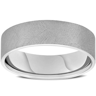 Pompeii3 Mens 10k White Gold 6mm Band High Polished Double Milgrain Accent Wedding Ring