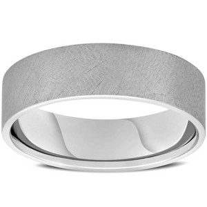 Pompeii3 Mens 10k White Gold 6mm Band High Polished Double Milgrain Accent Wedding Ring - 1 of 4