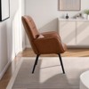 Etelifrank Genuine Leather Armchair - Modern High-Back Accent Chair with Metal Legs & Cushioned Seat, Stylish Living Room Chair - 4 of 4