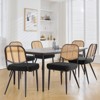 Bekrvio Rattan Dining Chairs Set of 4/6 - Mid Century Modern Boucle Upholstered Cane Back Side Chairs with Metal Legs for Kitchen - 3 of 4