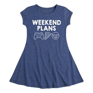 Girls' - Instant Message - Weekend Plans Fit & Flair Cap Sleeve Graphic Dress - 1 of 3