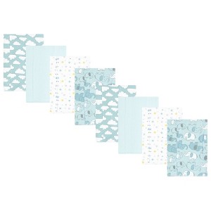 Hudson Baby Boys Cotton Poly Flannel Burp Cloths 8-Pack, Boy New Elephant, One Size - 1 of 4