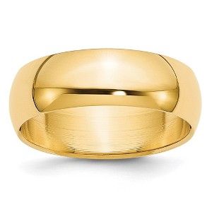 Black Bow Jewelry 7mm to 12mm 10K Yellow Gold Half Round Standard Fit Band - 1 of 4