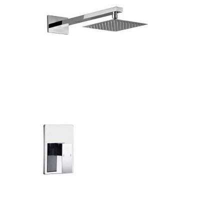 KubeBath Aqua Piazza Chrome Shower Set with 8Inch Ceiling Mount Square Rain Shower