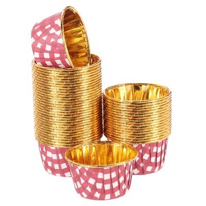 Unique Bargains Round-Grid Greaseproof Single-sided Aluminum Foil Cupcake Liners 100 Pcs - 1 of 4