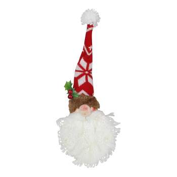 Northlight 16" Santa Head With Glittered Foam Beard And Holly Berries Christmas Wall Decor