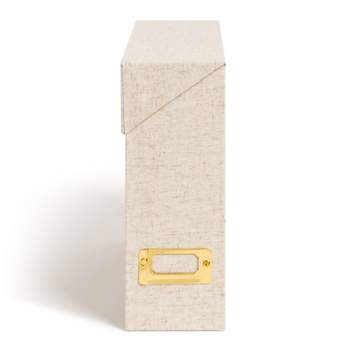 U Brands Flip Top File Box Linen Wrapped Beige