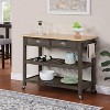 HomeStock  American Heritage 3 Tier Butcher Block Kitchen Cart with Drawers, Wirebrush Dark Gray/Butcher Block - 2 of 4