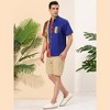 Lars Amadeus Men's Summer Striped Patchwork Short Sleeves Button Down Hawaiian Shirt - 4 of 4