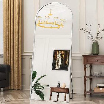 Muse 63" Height x 20" Width Oversize Arch Crowned Top Full Length Floor Mirror with Stand,Large Arched Wall Mirror-The Pop Home