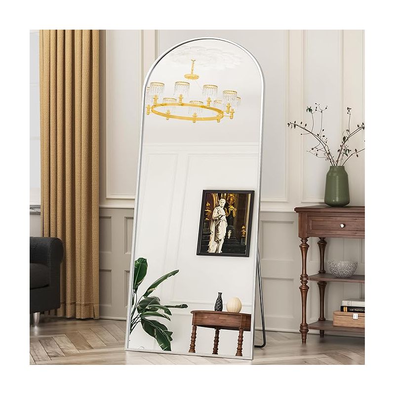 Serio 65" Height x 22" Width Oversize Arch-Crowned Top Full Length Floor Mirror with Stand,Large Arched Wall Mirror-The Pop Home, 1 of 9
