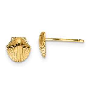 Black Bow Jewelry 7mm Scalloped Shell Post Earrings in 14k Yellow Gold - 1 of 4