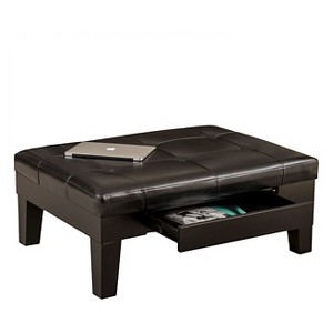 Chatham Bonded Leather Storage Ottoman Black - Christopher Knight Home