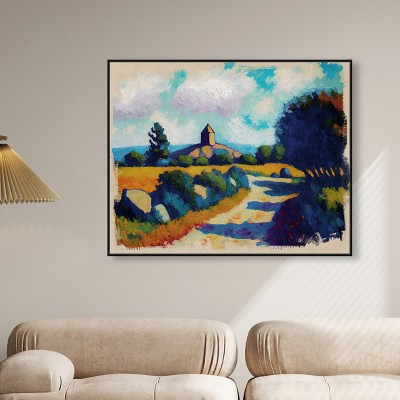Rustic Chic Farmhouse Canvas Wall Art with Black Frame, 46" x 37"