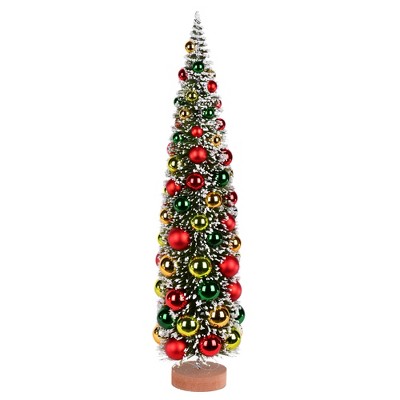 Vickerman 24" Vintage Tabletop Frosted Green Artificial Christmas Tree, Red, Frosted Green, Gold Ornament