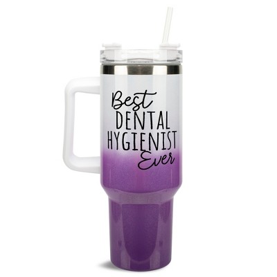 Elanze Designs Best Dental Hygienist Ever Career 40 oz. Stainless Steel, Large Water Bottle Coffee Mug, Spill & Leak Resistant, Thermal Travel Tumbler