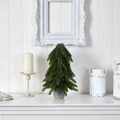 17" Potted Pine Artificial Christmas Tree with Lights