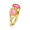 Ross-Simons Pink Rhodochrosite and 1.40 Carat Pink Topaz Toi Et Moi Ring in 18kt Gold Over Sterling - 3 of 4