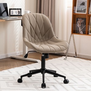 YOUNIKE Modern Upholstered Leather Home Office Desk Chair Swivel Adjustable Rolling Task Nail Tech Chair 24.41"Wx27.56"Dx(33.07-37.8)"H - 1 of 4